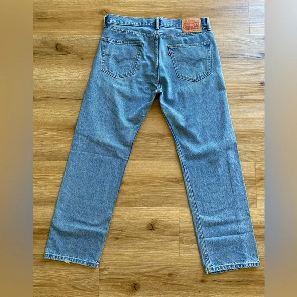 Levi's 505 Blue Straight Jeans Classic Denim- 34x30 - Picture 3 of 5